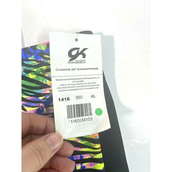 GK Elite Gymnastic Dance Leotard like Shorts Animal Print Multicolor New AL - Picture 3 of 9